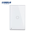 Livolo Luxury White Pearl Crystal Glass 125mm * 78mm EE. UU. Panel de vidrio individual en venta 1 Gang Wall Touch Switch VL-C5-C1-11